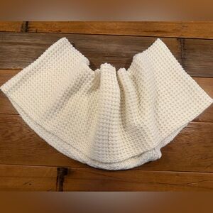 Off White Waffle Knit Circle Scarf